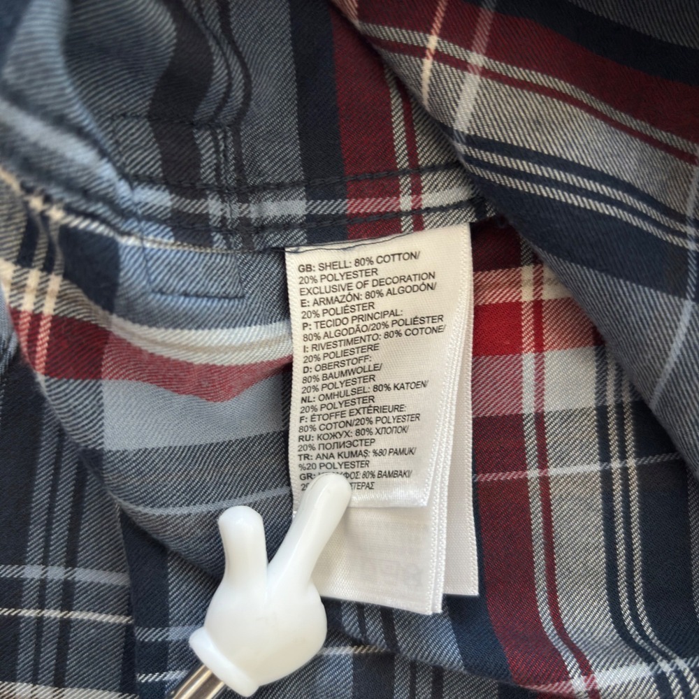 The North Face Mens XL Short Sleeve Plaid Button Down Shirt Blue Red White - Picture 5 of 9